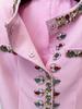2025 Spring European & American Fashion Beaded Rhinestone Jacket & Skinny Pants Set
