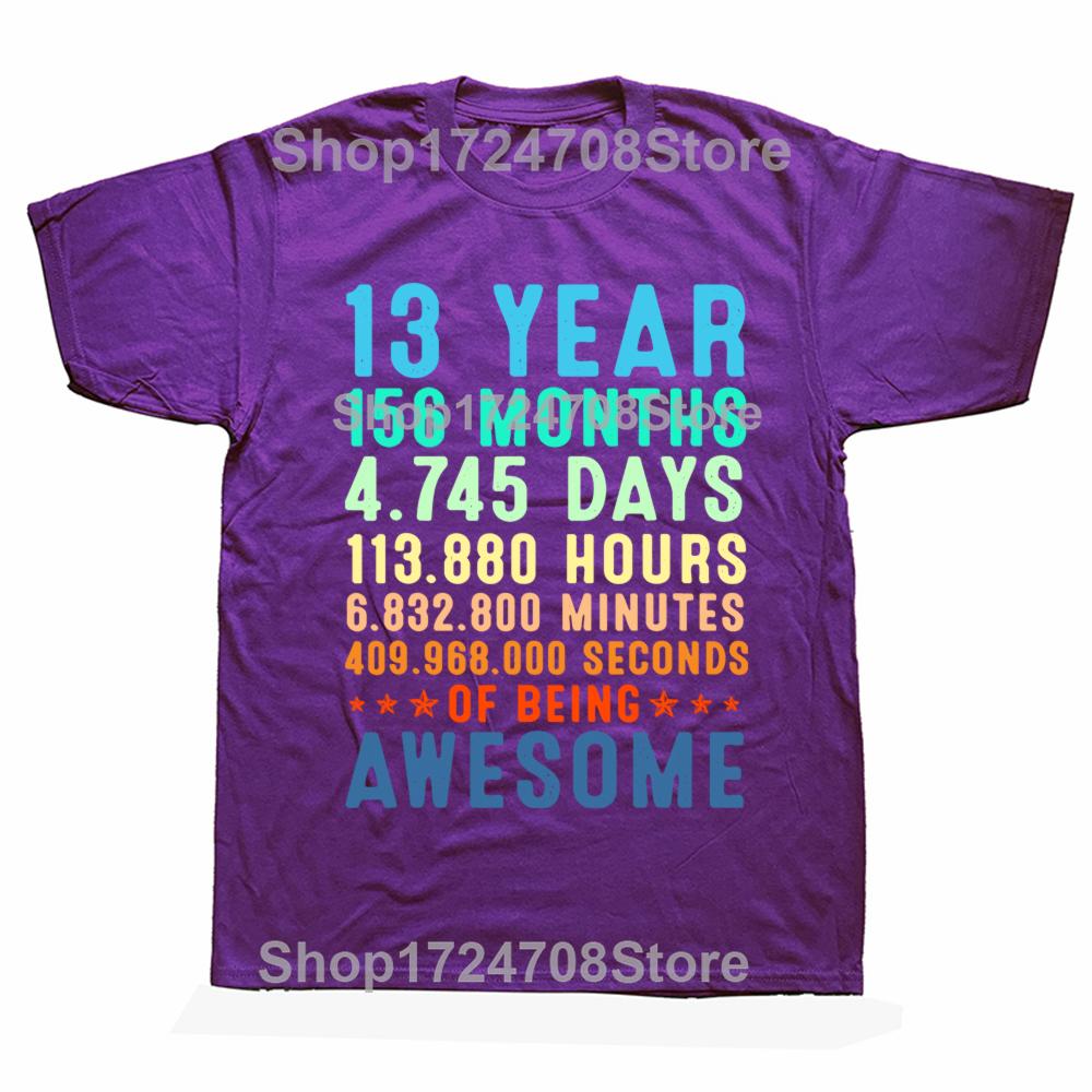 Birthday 13th 13 Years Old Vintage Retro 156 Months T Shirts Summer Streetwear Short Sleeve Official Teenager Gifts Tshirt