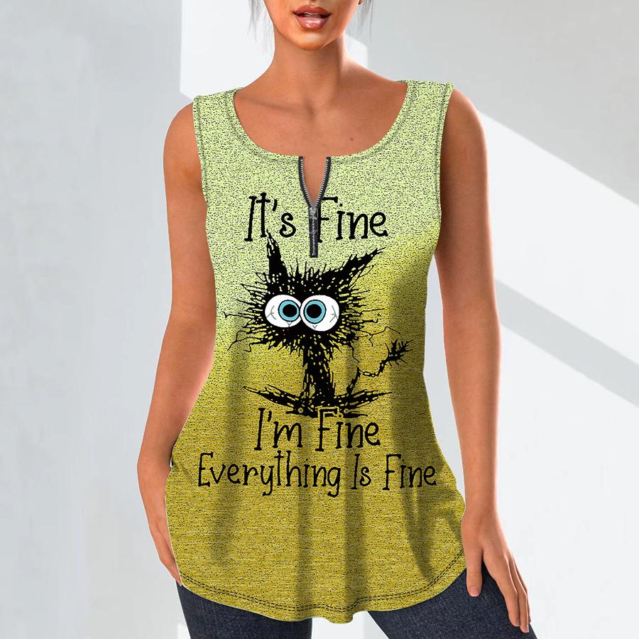 

Женские модные рубашки с v-образным вырезом, повседневные топы, футболка, женский жилет с 3D принтом жареного кота, блузка без рукавов больших размеров, топы на бретелях 6XL жёлтый