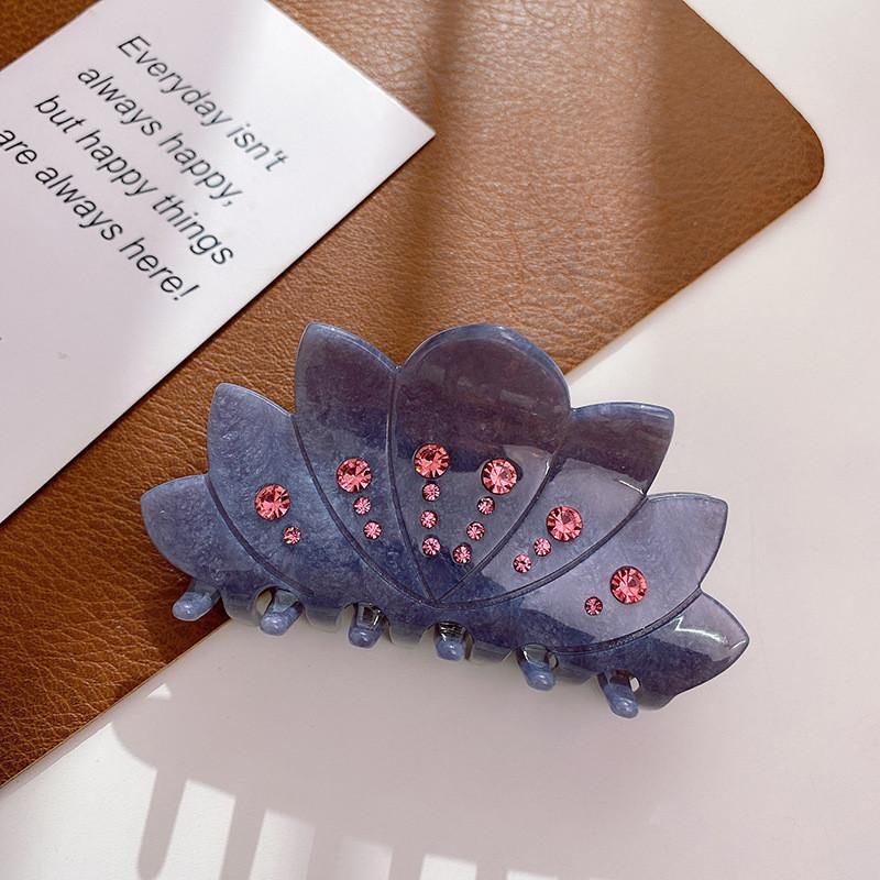Premium Quality Acetate Hair Claw Clip With Rhinestone Accents For Sophisticated Women Gray9cm