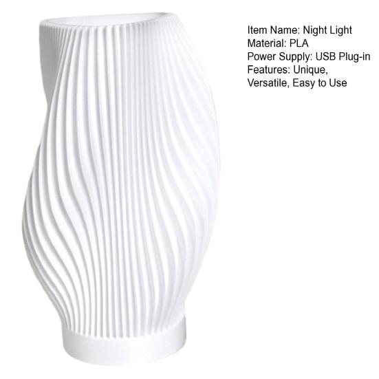 Night Light 3D Printed Pleated Decorative Lamp for Bedside USB Table Lamp for Bedroom Modern Ambient Room Decor