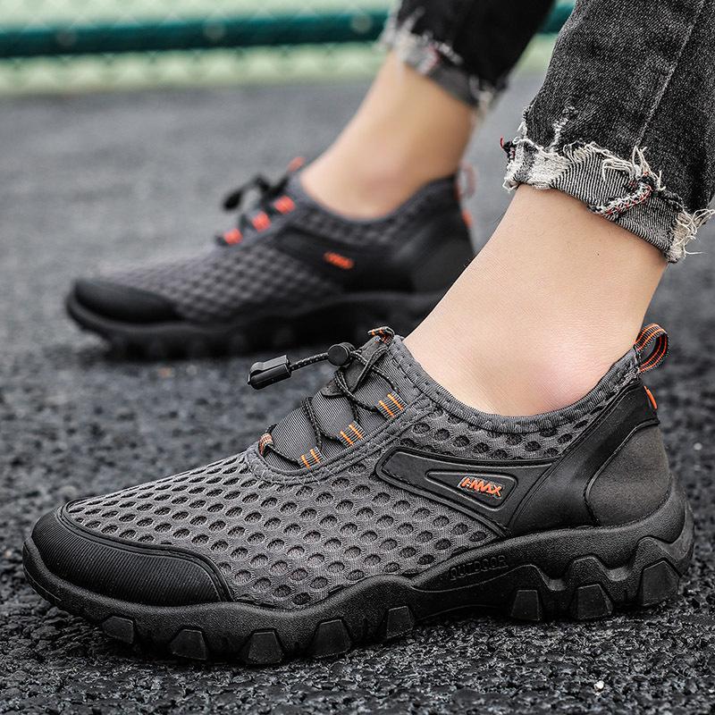 2025 summer mesh casual men's shoes breathable mountaineering shoes outdoor sports shoes hollow driving shoes foreign trade shoes