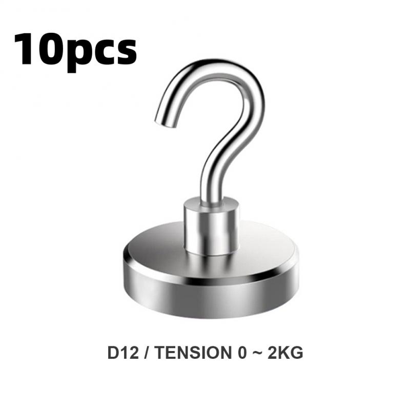 10pcs Magnetic Hooks D10 D12 D16 Multifunction Magnetic Hook Heavy Duty Wall Hooks Hanger Super Strong Neodymium Magnet Hook New
