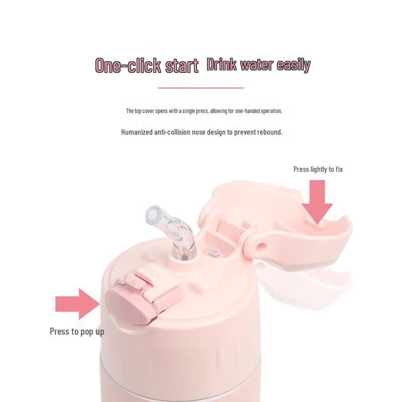 Thermos 400ML Macaron Blue Stainless Steel Straw Insulated Tumbler