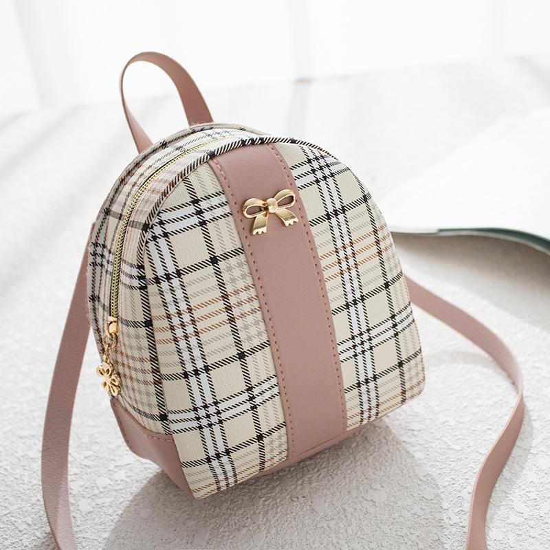 Personalized contrasting colors, fashionable plaid backpack, women's trendy single shoulder portable large-capacity cosmetic bag