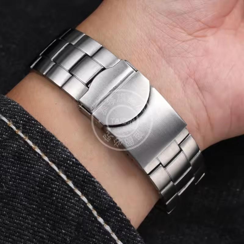 For Swatch YTS401 402 403G 409 713 YTB400 curved end solid stainless steel watch strap 20mm Folding buckle Metal watchband chain