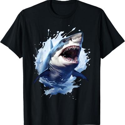 Great White Shark Open Mouth Teeth Beach Ocean Animal T-Shirt