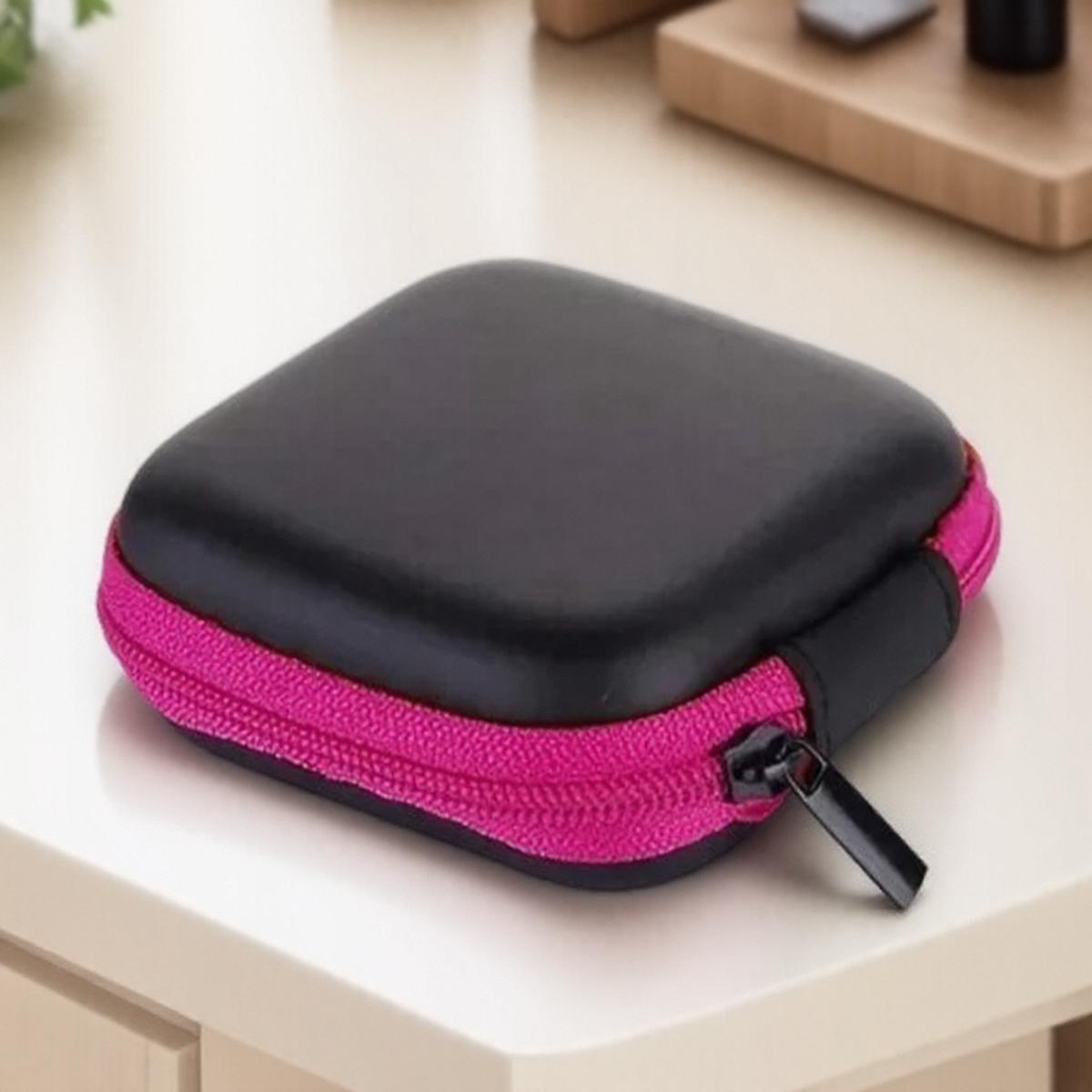 

Earphone Carrying Case Hard Bag for Wireless Earbuds Bluetooth Headset Storage Organizer Box Travel Accessories розовый
