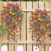 Garden Decoration Accessories Artificial Hanging Flower Faux Silk Orchid Colorful Flowers Outside Garden Porch Decorative