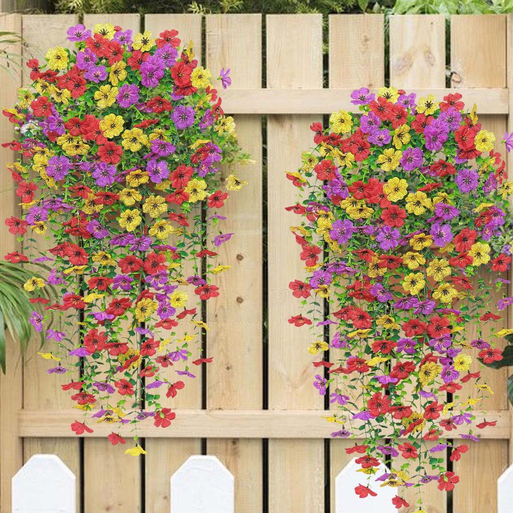 Garden Decoration Accessories Artificial Hanging Flower Faux Silk Orchid Colorful Flowers Outside Garden Porch Decorative