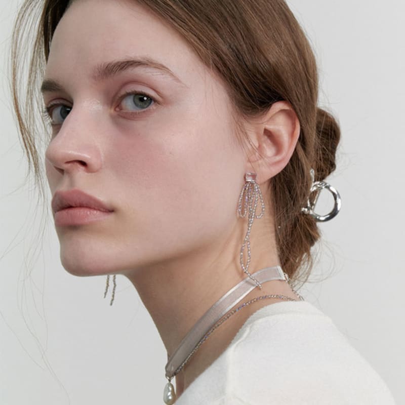 LOVE ME MONSTER Shining Beads Ribbon Earrings (L241MER030)