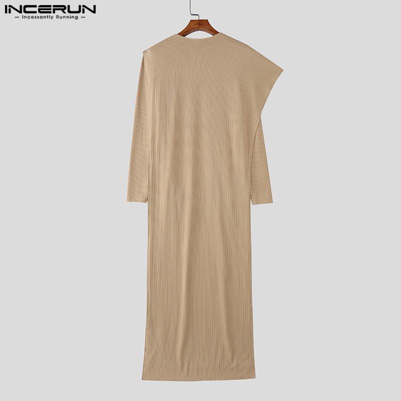 INCERUN Autumn Men Long Sleeve Fake Two-piece Layers Rib Long Casual Tops Pullovers