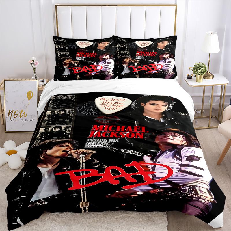 Michael Jackson Bad Tour Print 3Pcs Bedding Setduvet Cover With 2 Bedropillowcase Home Birthday Gift