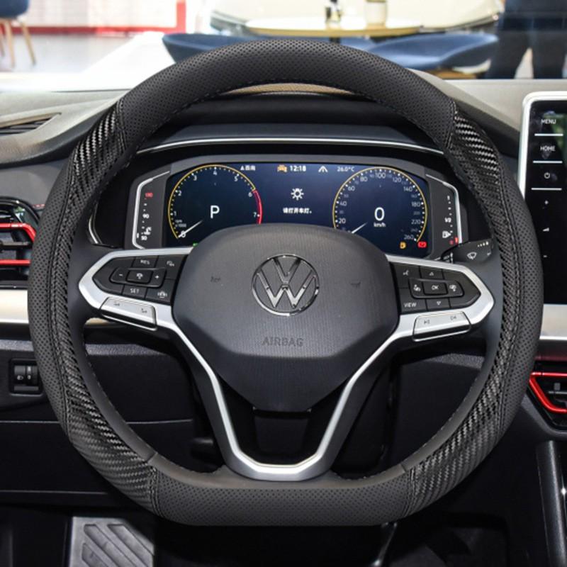 Univerzálny tenký kryt volantu z pravej kože pre VW Polo Plus, priemer 38 cm, športový štýl, pre všetky ročné obdobia