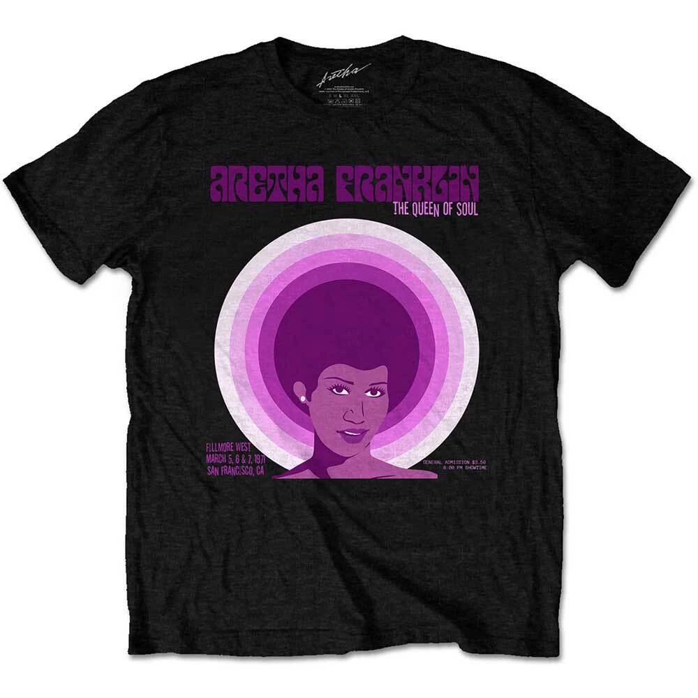 

Aretha Franklin Fillmore West 71 Official Merch 100% Cotton T-shirt Mens Tees Top M/L/XL NEW- XL