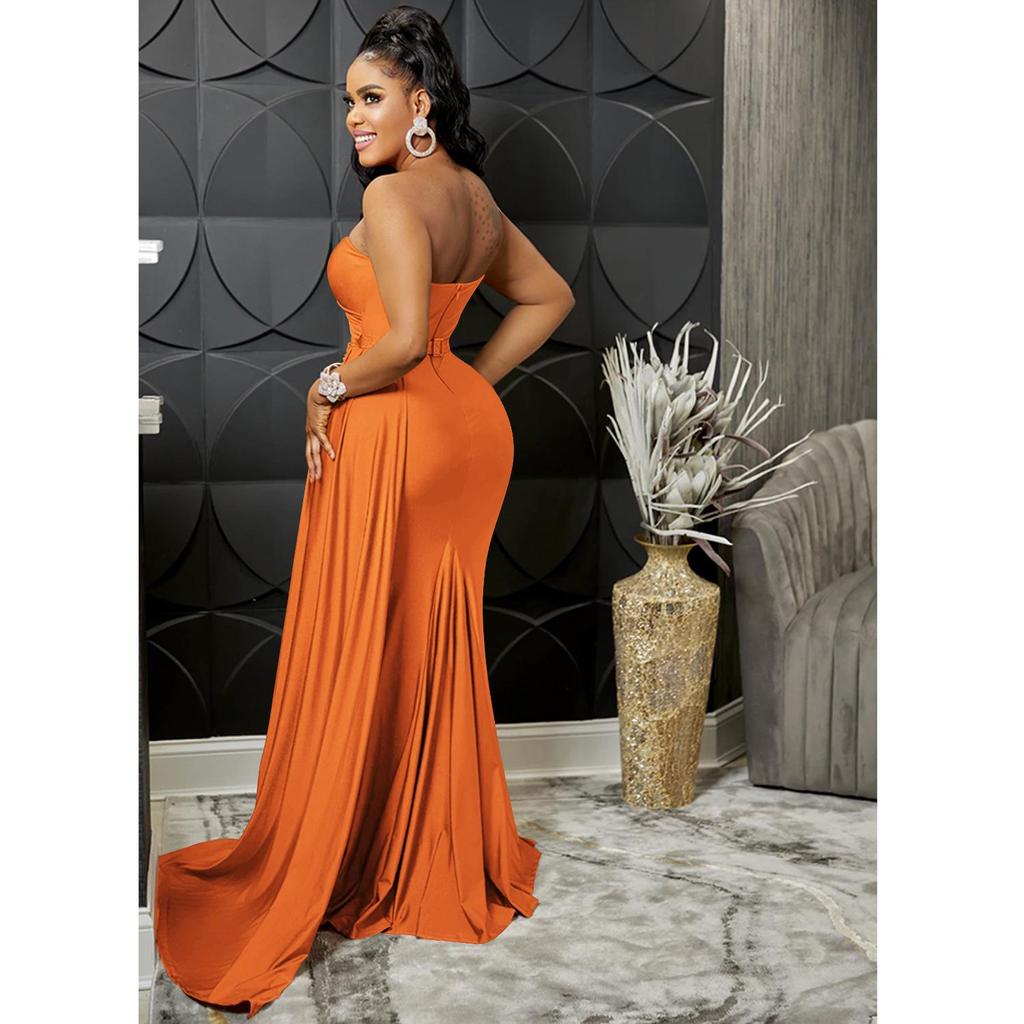 Europejska i Amerykańska Moda Jednolity Kolor Jednoramienna Dopasowana Długa Sukienka dla Kobiet