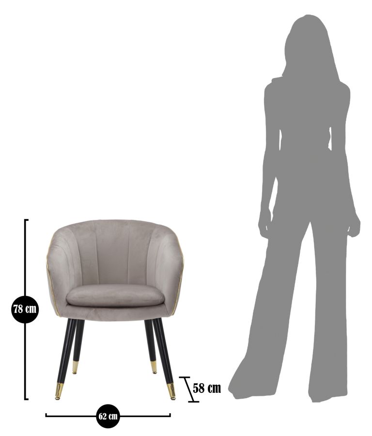Parmchair Paris Grey Gold Cm 62X58X78