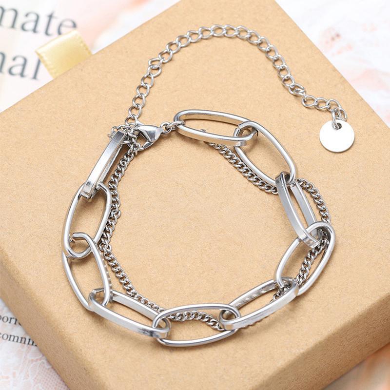 Bracciale doppio da donna con catena in acciaio al titanio, gioiello che non scolorisce, accessori per bracciali