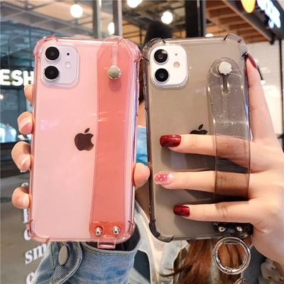 Wristband Holder Clear Phone Case For Iphone 14 13 12pro 11pro Max Xr X Xs Max 14pro Max Soft Silicone Shockproof Back Cover