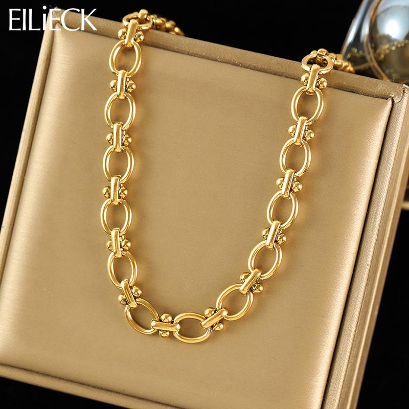 EILIECK 316L Edelstahl Metallkettenhalskette Für Frauen Mode Vergoldete Halskette Wasserdichter Schmuck Damen Geschenk