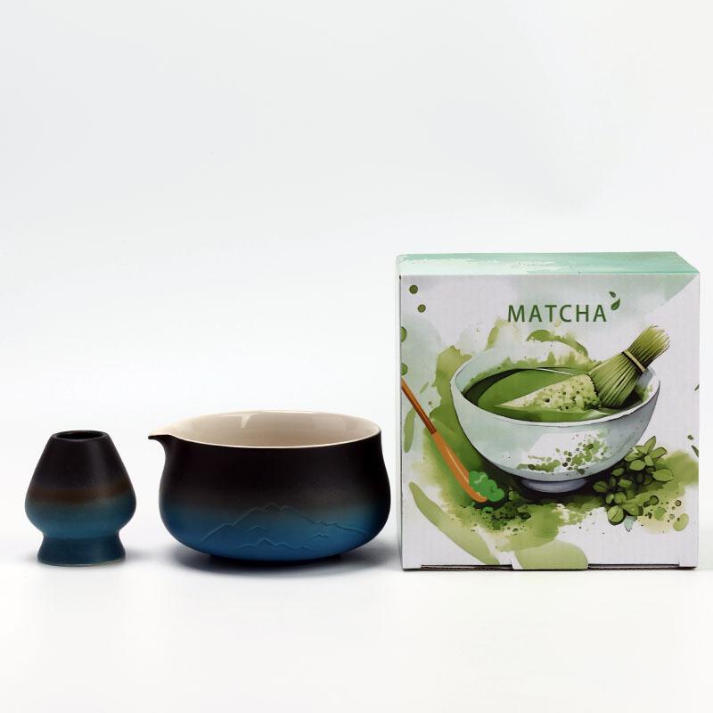 2Pcs/Set Ceramic Handmade Matcha Bowl with Spout Ceremony Tool Japanese Traditional Chawan Tea Set Accessories Matcha Gift Box