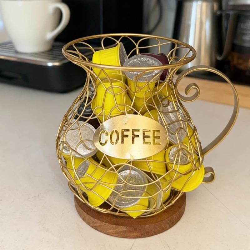 Metal Wire Coffee Storage Rack Convenient Coffee Pods Basket Decorations for Kitchen Countertop Espressos Pods Stand