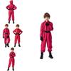 Cosplay do Tema Round 6 Macacão Vermelho com Tecido de Poliéster Para Meninas Fantasia de Halloween