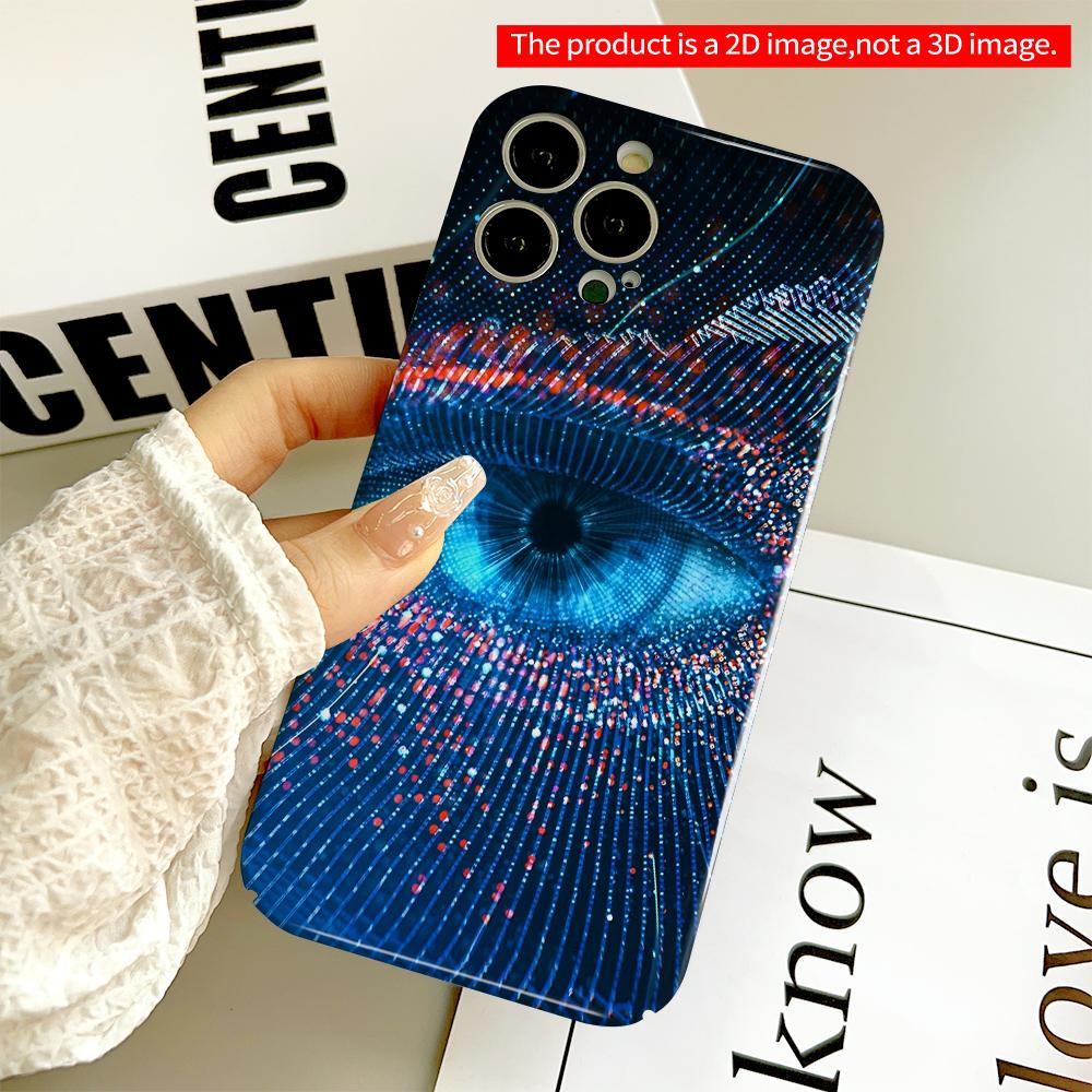 2DFlat Neon Eye Data Stream Phone Case All Inclusive Film Hard Phone Case, Compatible with iPhone 18 Pro Max 17 16 15 14 13 12 11
