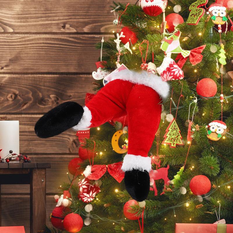 Santa Claus Elf Leg Doll Xmas Tree Picks Merry Christmas Decoration for Home Fireplace Hanging Ornament New Year Party Kids Gift