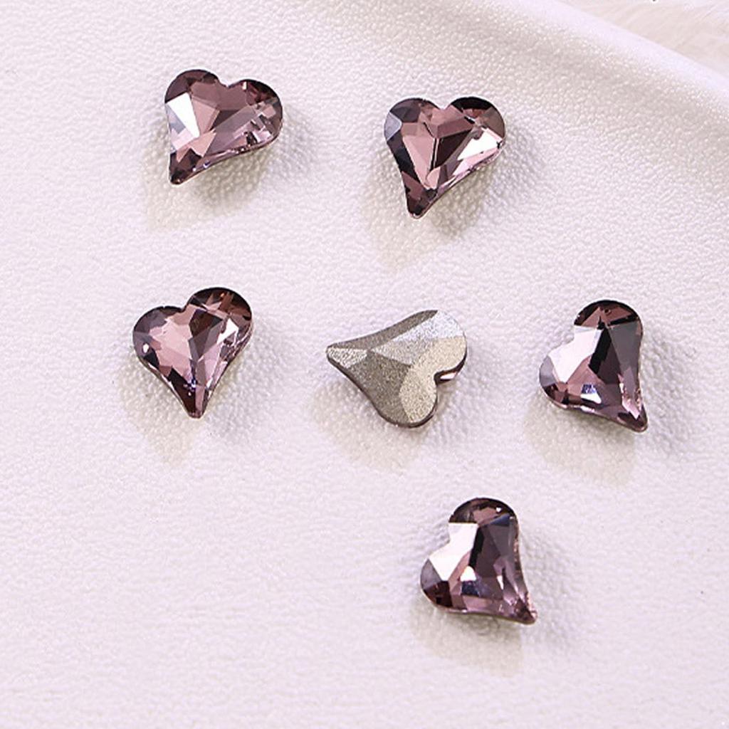 10 Pieces Pink Shiny Rhinestones Nail Art Decorations Mixed Shapes Including Hearts Squares Butterflies Drops for DIY Nail Design Home Salon Party