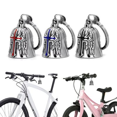 Motorcycle Bells Punk Style Cross Guardian Angel Wing Luck Bell Motorcycle Decoration Accessory Gifts for Bikers Riders