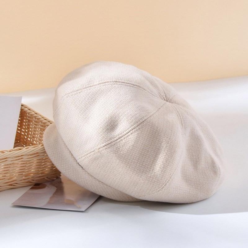 Fashion Beret Caps Plaids Bowler Hat for Women French Painter Hat Party Octagonal Caps Elegant Winter Autumn Round Hat