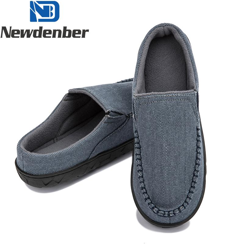 NewDenBer Chaussons Homme En Mousse Mémoire – Confort Douillet Doublure Polaire Intérieure Et Extérieure – Idéal Maison & Extérieur