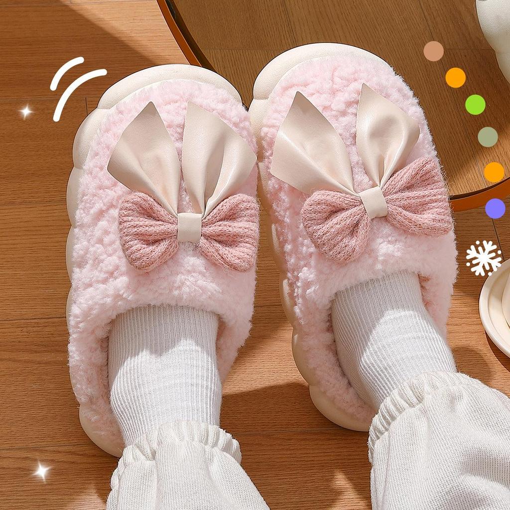 Plush Cotton Slippers: Non-Slip, Thick Sole, Furry Indoor Footwear for Men and Women.