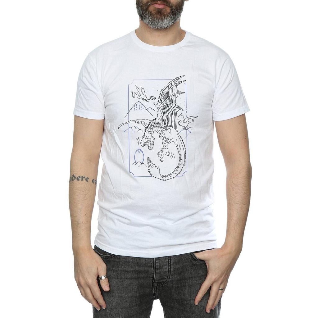 HARRY POTTER Mens Dragon Line Art T-Shirt