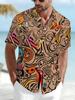 [Print Design – Not Texture] Casual Dress Men'S Digital Print Standard Size Short Sleeve Shirt Multicolor Abstract Pattern Fashionable And Atmospheric