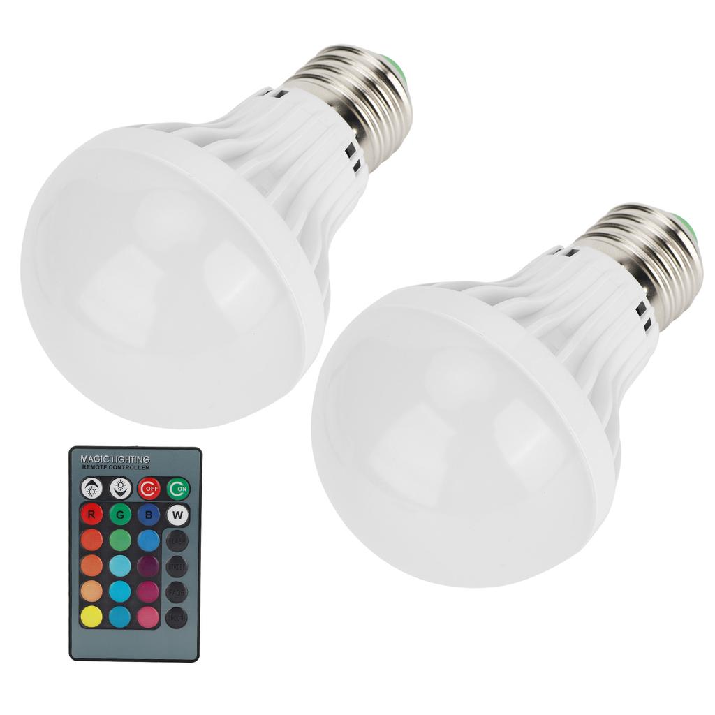 2Pcs E27 3W RGB Bulb Lamp Color Changing Bulb Light Home Lighting with Remote Control 85V‑265V