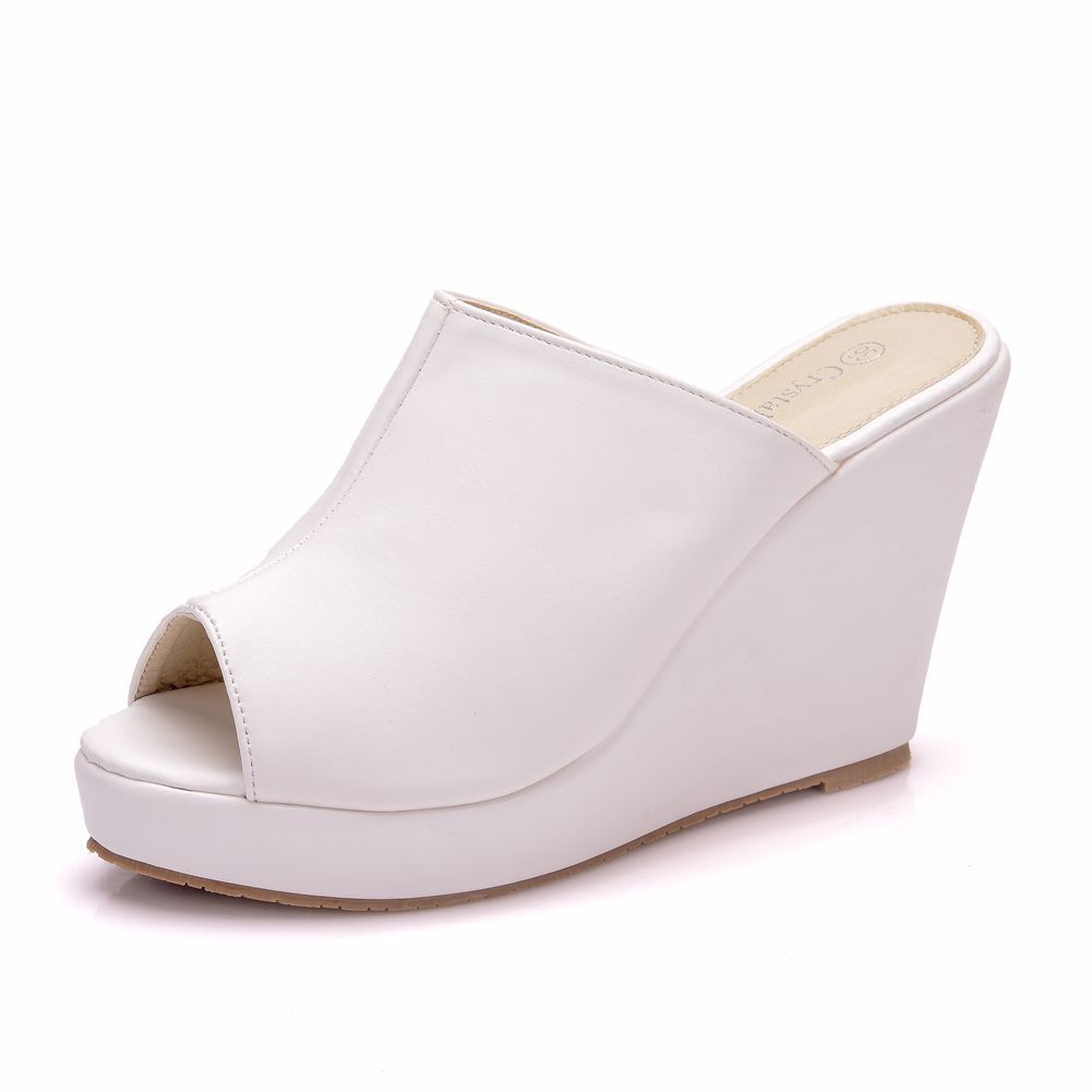 Fashion Plus Size Shoes for Women 34-41 Summer Fashion Peep Toe Platform Wedges Slip on Slippers Casual High Heel Sandals Women Footwear
