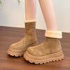 Pelz Damen Schnee Stiefeletten Flats Wildlederschuhe Plateau Warm Winter Mode Kurze Plüsch Baumwollschuhe Mujer Botas