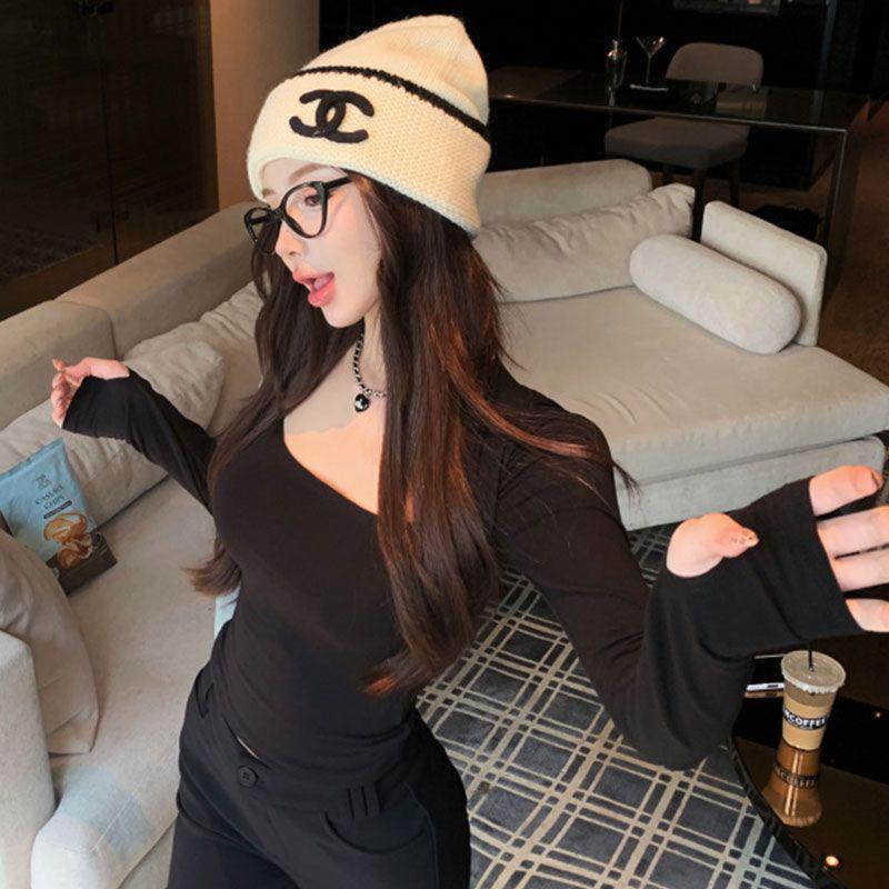 Spring and Autumn Spicy Girl Cropped Slimming Long-Sleeve T-Shirt for Women - Versatile and Flattering Base Layer Top