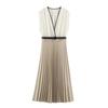 Womens 2026 Stylish Versatile Patchwork Midi Dress Street Style Slim Fit