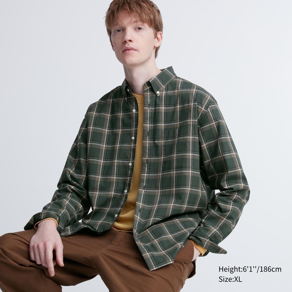 

Рубашка в клетку из экстратонкого хлопка UNIQLO (Длинный рукав) грамм