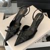 High heels summer pointed head shallow mouth spring new high heels niche back empty bag head sandals women's sandals