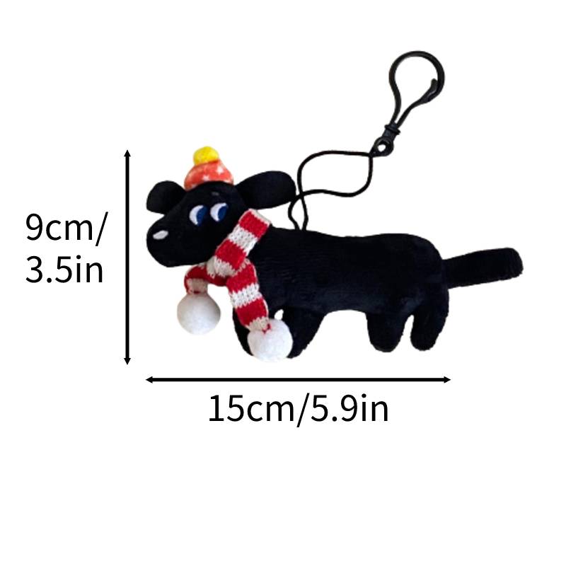 

Cartoon Black Dog Pendant Decoration Christmas Ornament Plush Toy Doll Kids Gift
