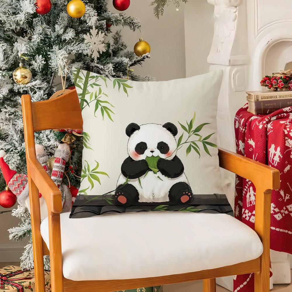 Cute Panda Pillow Case Silky elegant Comfort Sofa Bed Invisible zipper