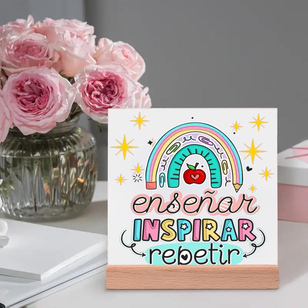 Professores Tornam o Difícil Fácil e o Impossível Possível Placa Impressa Sinal Presente Cerâmica Pôsteres Suporte de Madeira Decoração de Mesa