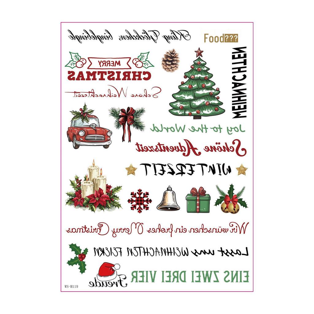 Festive Vintage Tattoo Stickers & Candle DIY Decorations for Christmas Parties