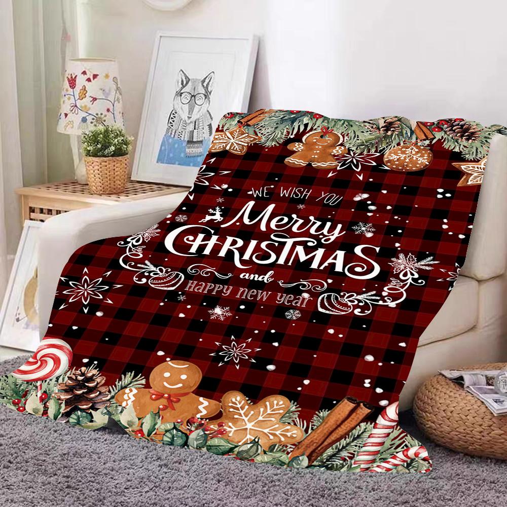 Merry Christmas Gift Santa Claus Reindeer P Blanket Design Lightweight  For Dorms, Naps, Living Room, Office,Sofa,All-Season