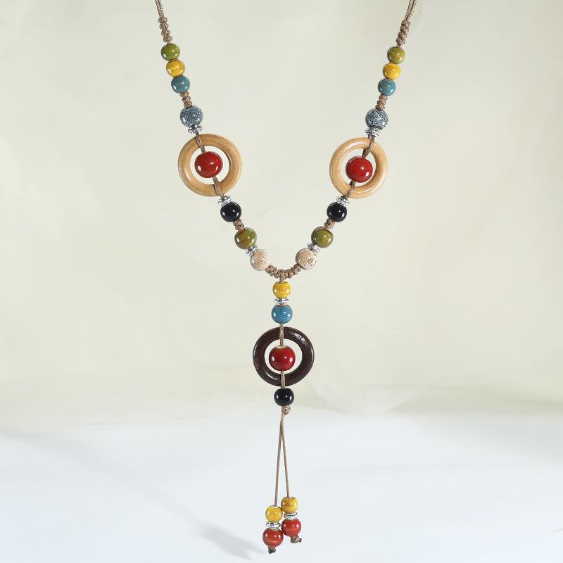Jingdezhen ceramic necklace popular hand-woven jewelry literary gifts merchandise antique beaded girls
