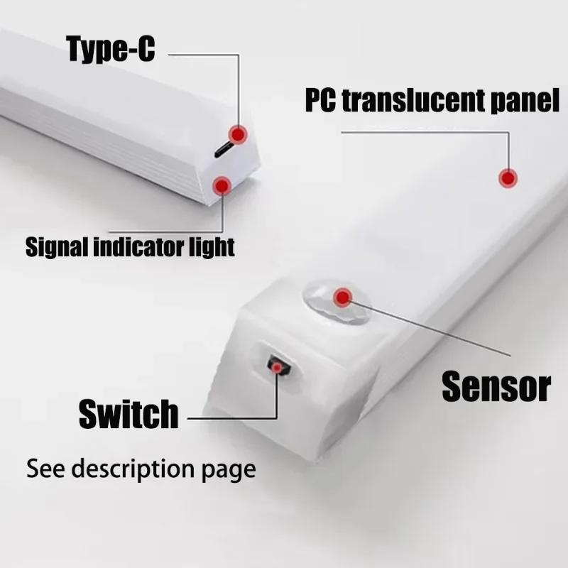 Car Rechargeable Automatic Induction Light Car Trunk Work Light Auxiliary Lighting Reading Light Bar Luggage Compartment Lights